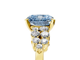 Yellow gold Fancy Blue Radiant  Cluster Diamond Engagement Ring with Pavé Band and Four-Prong Setting_36