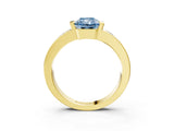 Yellow gold Fancy Blue Radiant Cut Brilliant Channel-Set Diamond Ring with Bezel Prong Setting_3