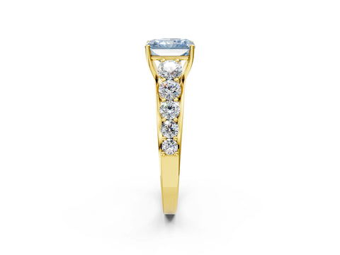 Yellow gold Fancy Blue Radiant Cut Brilliant Diamond Pavé Band with Six-Prong Setting_2