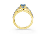 Yellow gold Fancy Blue Radiant Cut Brilliant Diamond Pavé Band with Six-Prong Setting_3