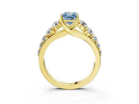 Yellow gold Fancy Blue Radiant Cut Brilliant Diamond Pavé Band with Six-Prong Setting_3