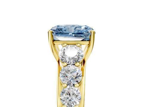 Yellow gold Fancy Blue Radiant Cut Brilliant Diamond Pavé Band with Six-Prong Setting_5