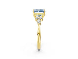Yellow gold Fancy Blue Radiant Cut Brilliant Diamond Solitaire Ring with Pear Side Stones and Four-Prong Setting_5