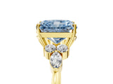 Yellow gold Fancy Blue Radiant Cut Brilliant Diamond Solitaire Ring with Pear Side Stones and Four-Prong Setting_8