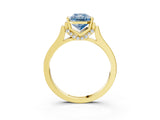 Yellow gold Fancy Blue Radiant Cut Brilliant Solitaire Diamond Ring with Channel Set Band and Bar Prong Setting_3