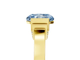 Yellow gold Fancy Blue Radiant Cut Brilliant Solitaire Diamond Ring with Channel Set Band and Bar Prong Setting_5