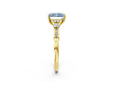 Yellow gold Fancy Blue Radiant Cut Brilliant Three-Stone Pave Band with Four-Prong Setting_2