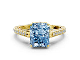 Yellow gold Fancy Blue Radiant  Cut Cathedral Pave Diamond Engagement Ring with Six-Prong Setting_32