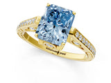 Yellow gold Fancy Blue Radiant  Cut Cathedral Pave Diamond Engagement Ring with Six-Prong Setting_33