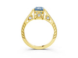 Yellow gold Fancy Blue Radiant  Cut Cathedral Pave Diamond Engagement Ring with Six-Prong Setting_35