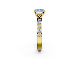 Yellow gold Fancy Blue Radiant  Cut Channel Set Diamond Engagement Ring with Four-Prong Setting_237