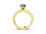 Yellow gold Fancy Blue Radiant  Cut Channel Set Diamond Engagement Ring with Four-Prong Setting_238