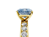 Yellow gold Fancy Blue Radiant  Cut Channel Set Diamond Engagement Ring with Four-Prong Setting_240
