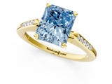 Yellow gold Fancy Blue Radiant  Cut Channel Set Solitaire Engagement Ring with Four-Prong Setting_220