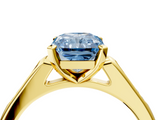 Yellow gold Fancy Blue Radiant  Cut Channel Set Solitaire Engagement Ring with Four-Prong Setting_223