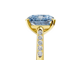 Yellow gold Fancy Blue Radiant  Cut Channel Set Solitaire Engagement Ring with Four-Prong Setting_224
