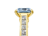 Yellow gold Fancy Blue Radiant  Cut Channel Set Solitaire Engagement Ring with Prong Setting_25