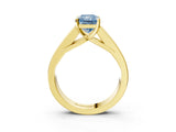 Yellow gold Fancy Blue Radiant Cut Cut Channel Set Solitaire Ring with Four-Prong Setting_3