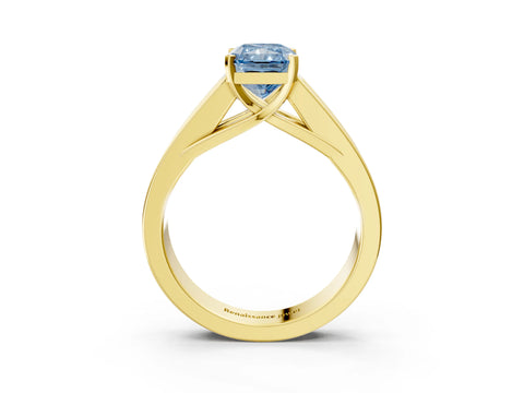 Yellow gold Fancy Blue Radiant Cut Cut Channel Set Solitaire Ring with Four-Prong Setting_3