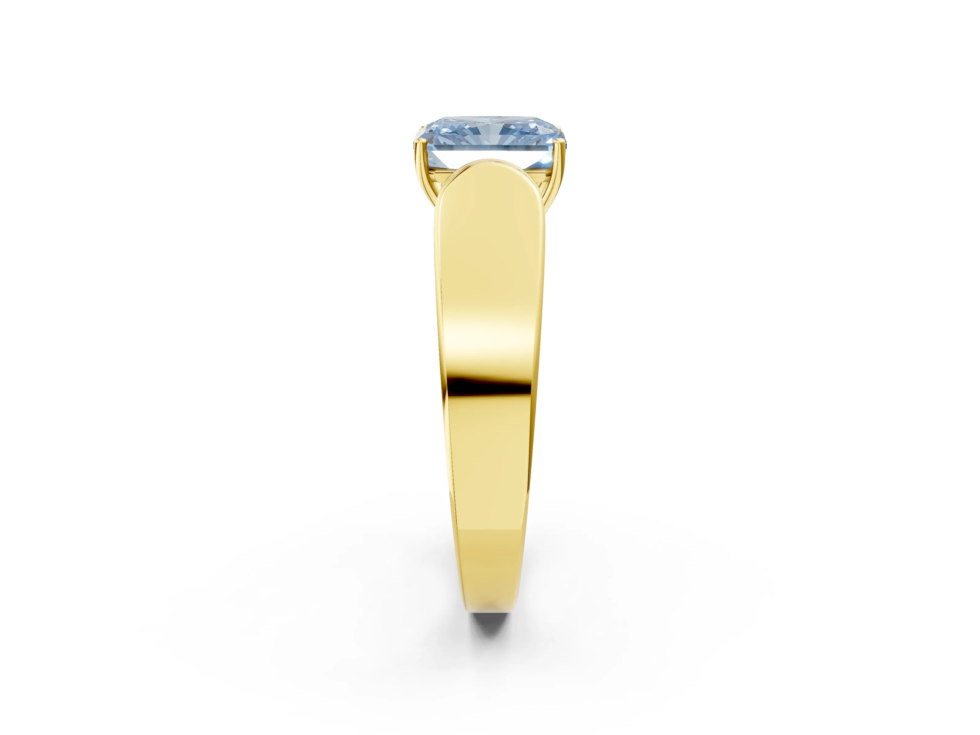 Yellow gold Fancy Blue Radiant Cut Cut Diamond Channel Set Solitaire Ring with Four-Prong Setting_2