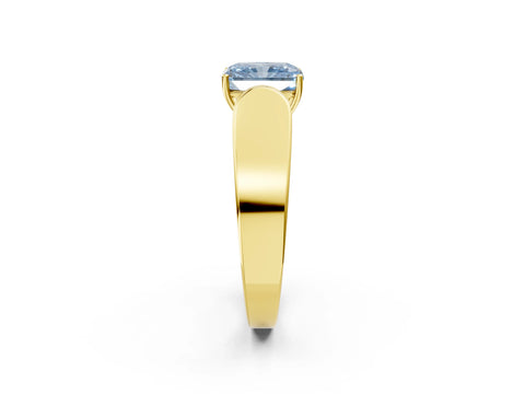 Yellow gold Fancy Blue Radiant Cut Cut Diamond Channel Set Solitaire Ring with Four-Prong Setting_2