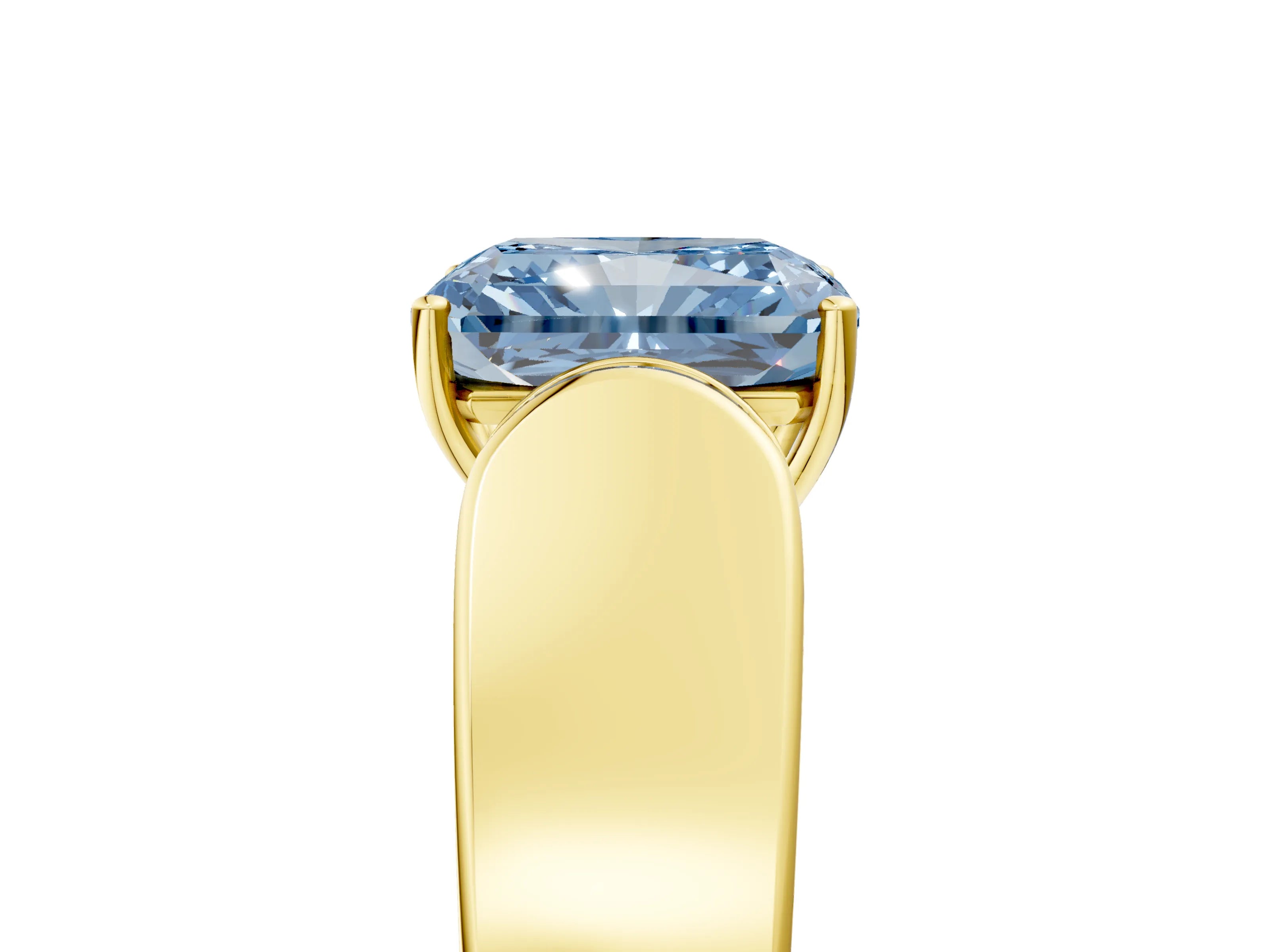 Yellow gold Fancy Blue Radiant Cut Cut Diamond Channel Set Solitaire Ring with Four-Prong Setting_5
