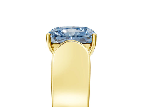 Yellow gold Fancy Blue Radiant Cut Cut Diamond Channel Set Solitaire Ring with Four-Prong Setting_5