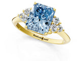 Yellow gold Fancy Blue Radiant Cut Cut Diamond Cluster Ring with Solitaire Band and Four-Prong Setting_13