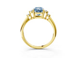 Yellow gold Fancy Blue Radiant Cut Cut Diamond Cluster Ring with Solitaire Band and Four-Prong Setting_15