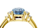 Yellow gold Fancy Blue Radiant Cut Cut Diamond Cluster Ring with Solitaire Band and Four-Prong Setting_16