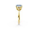 Yellow gold Fancy Blue Radiant Cut Cut Diamond Cluster Ring with Solitaire Band and Four-Prong Setting_2