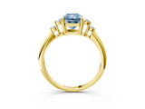 Yellow gold Fancy Blue Radiant Cut Cut Diamond Cluster Ring with Solitaire Band and Four-Prong Setting_3