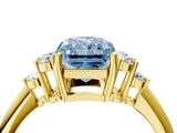 Yellow gold Fancy Blue Radiant Cut Cut Diamond Cluster Ring with Solitaire Band and Four-Prong Setting_4