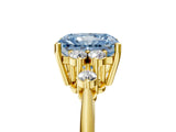 Yellow gold Fancy Blue Radiant Cut Cut Diamond Cluster Ring with Solitaire Band and Four-Prong Setting_5