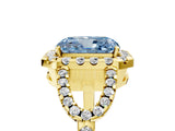 Yellow gold Fancy Blue Radiant Cut Cut Diamond Halo Engagement Ring with Open Split Pavé Band_5