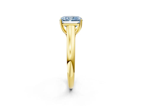 Yellow gold Fancy Blue Radiant Cut Cut Diamond Solitaire Engagement Ring with Tapered Plain Band and Four-Prong Setting_2
