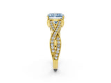 Yellow gold Fancy Blue Radiant Cut Cut Diamond Twisted Band with Milgrain Pave Setting and Four-Prong Setting_2