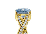 Yellow gold Fancy Blue Radiant Cut Cut Diamond Twisted Band with Milgrain Pave Setting and Four-Prong Setting_5