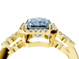 Yellow gold Fancy Blue Radiant Cut Cut Halo Diamond Infinity Band with Four-Prong Setting_4