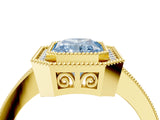 Yellow gold Fancy Blue Radiant Cut Cut Halo Pavé Diamond Ring_4