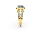 Yellow gold Fancy Blue Radiant Cut Cut Halo Split Shank Prong Set Ring_2