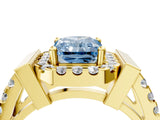 Yellow gold Fancy Blue Radiant Cut Cut Halo Split Shank Prong Set Ring_4
