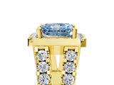 Yellow gold Fancy Blue Radiant Cut Cut Halo Split Shank Prong Set Ring_5