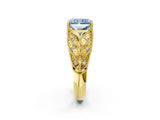 Yellow gold Fancy Blue Radiant Cut Cut Milgrain Pave Diamond Engagement Ring with Four-Prong Setting_29