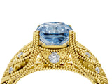 Yellow gold Fancy Blue Radiant Cut Cut Milgrain Pave Diamond Engagement Ring with Four-Prong Setting_31