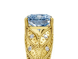 Yellow gold Fancy Blue Radiant Cut Cut Milgrain Pave Diamond Engagement Ring with Four-Prong Setting_32