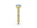 Yellow gold Fancy Blue Radiant Cut Cut Pave Band Milgrain Solitaire Ring_24