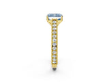Yellow gold Fancy Blue Radiant Cut Cut Pave Band Milgrain Solitaire Ring_9