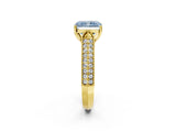 Yellow gold Fancy Blue Radiant Cut Cut Pave Split Shank Engagement Ring with Four-Prong Setting_2