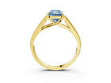 Yellow gold Fancy Blue Radiant Cut Cut Pave Split Shank Engagement Ring with Four-Prong Setting_3